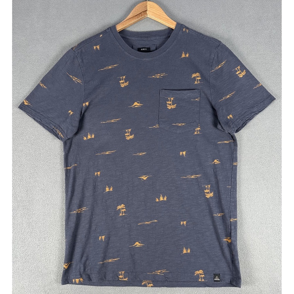 Prana Shirt Mens Medium Blue Slim Fit Minimalist Hiking Camp Organic Cotton - Picture 2 of 7